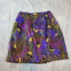 Starington Silk Skirt Vtg Short Sz 10 Purple Metalic‎ Lined Retro